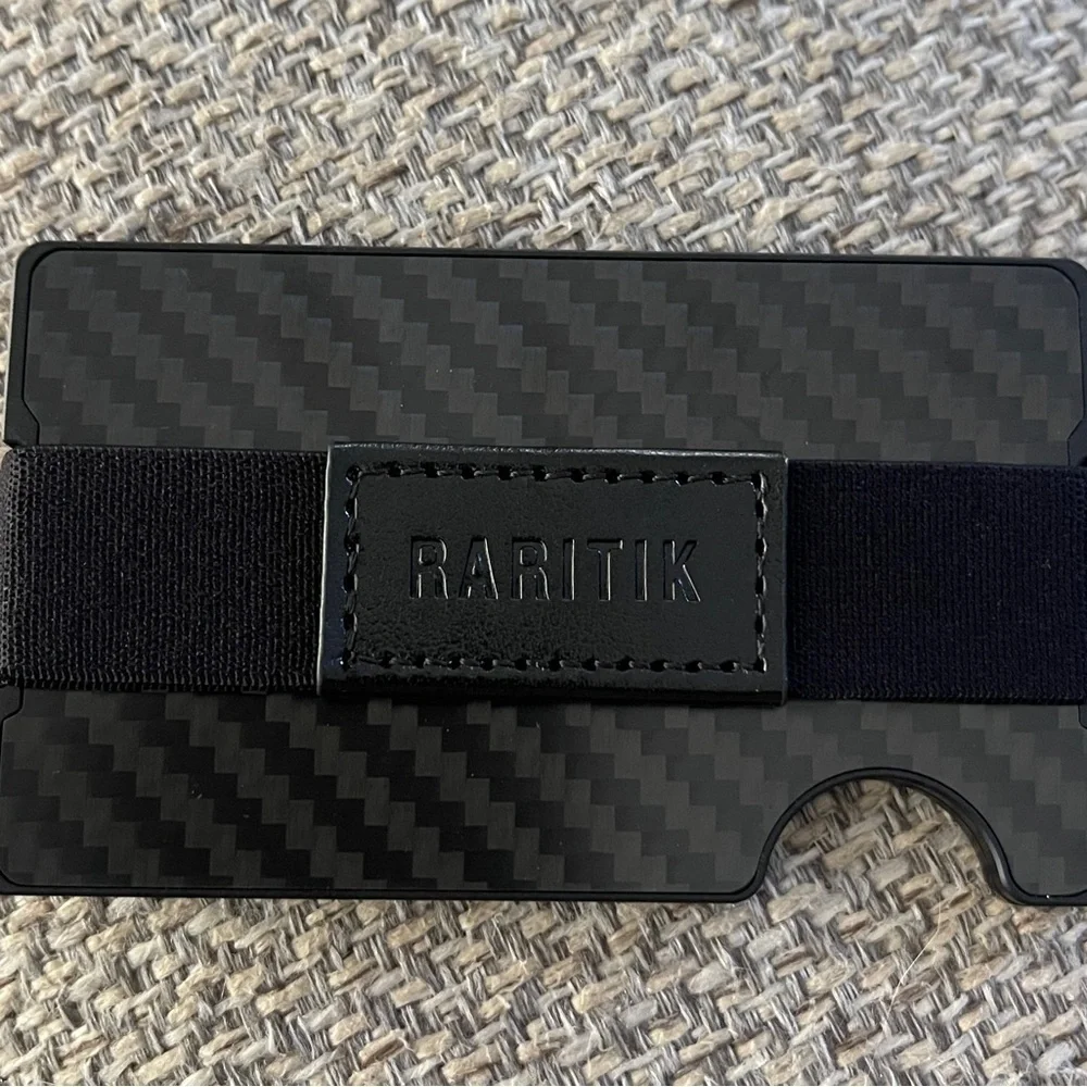 RARITIK Carbon Fiber RFID Blocking Wallet Slim Metal Card Holder Cash Strap